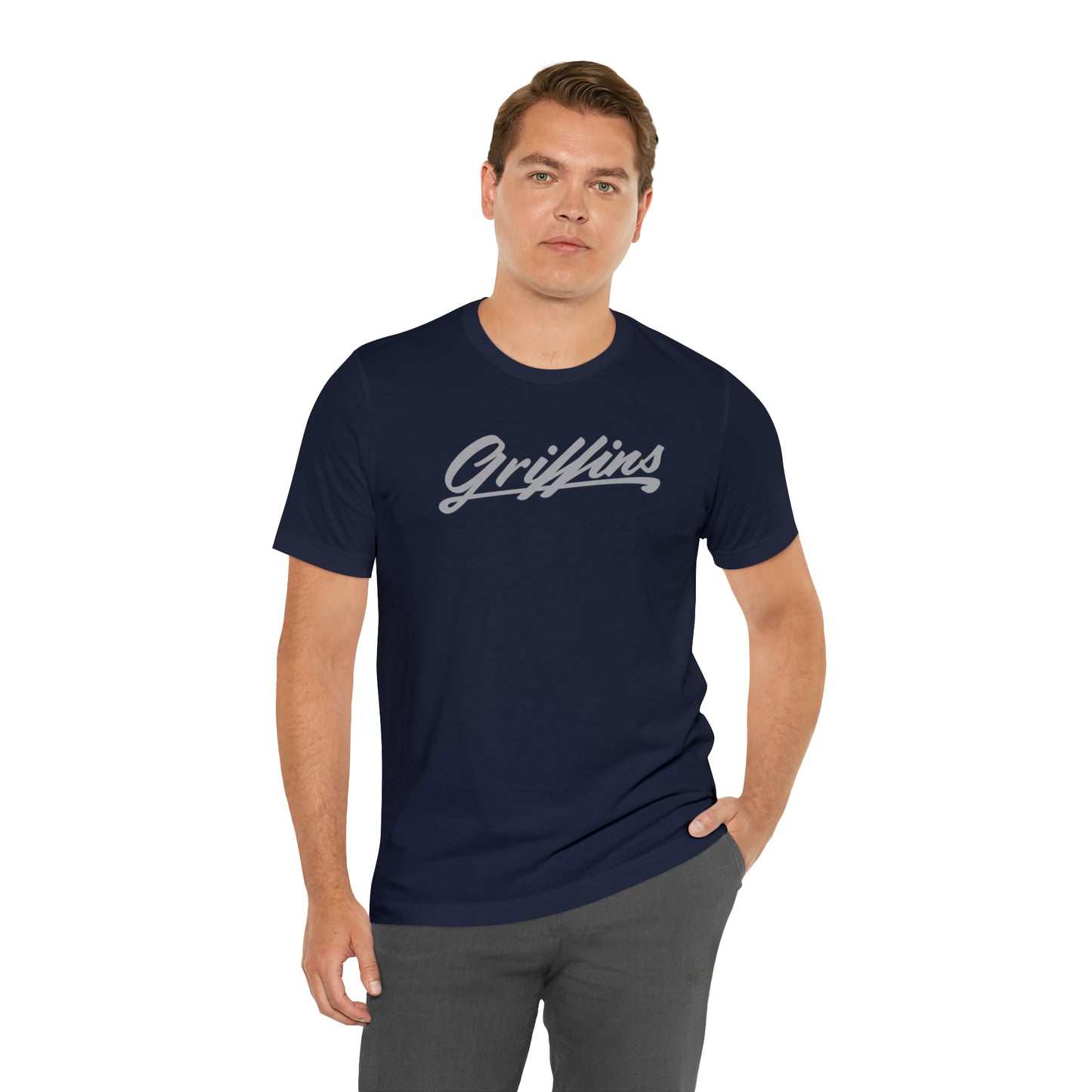 Griffins Script Tee Grey—Adult